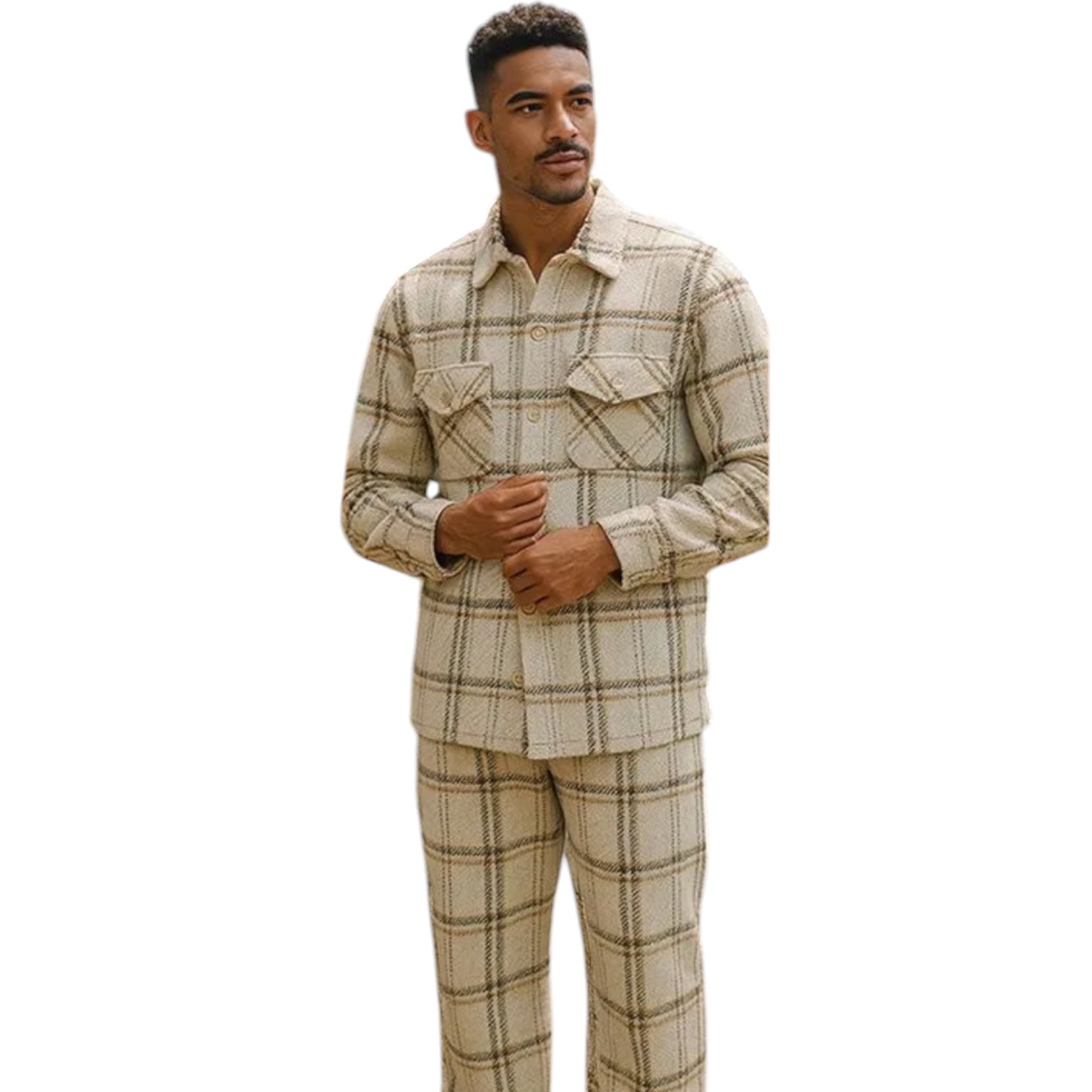 STACY ADAMS: Plaid Shacket Set 15062